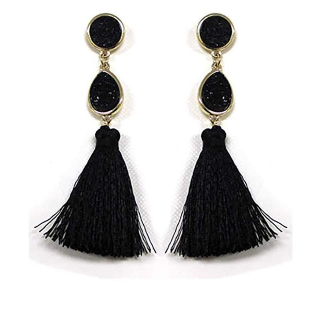 ✨3 for $15✨ New Black Stone Tassel Drop Earrings